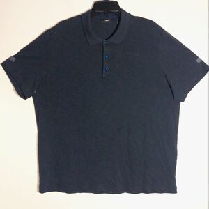 Theory Men's Designer Bron Cosmos Slub Cotton Polo Shirt Black Size XXL EUC